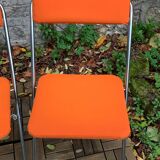 Framar folding chairs orange felt 1970