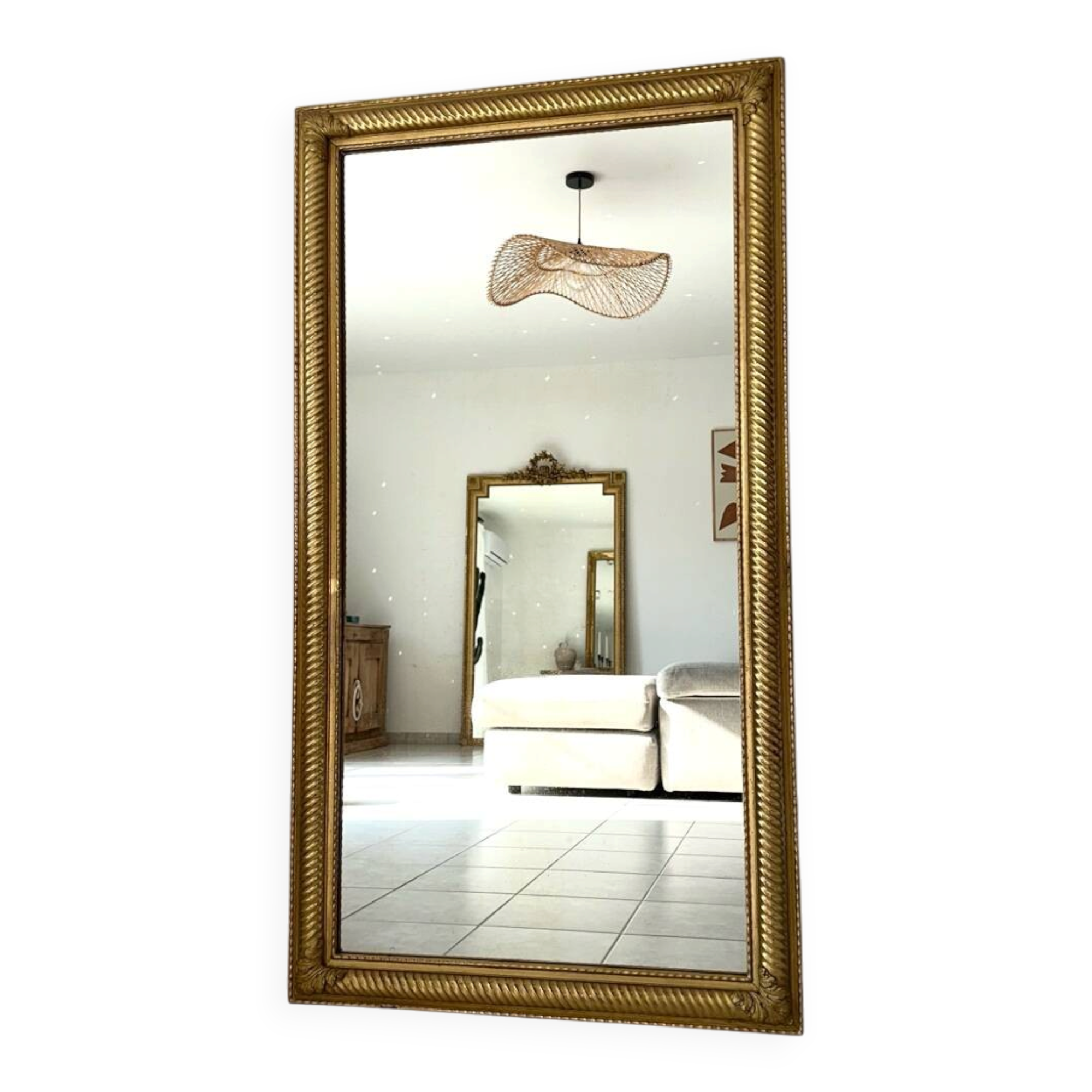 19th-century antique gilded mirror.