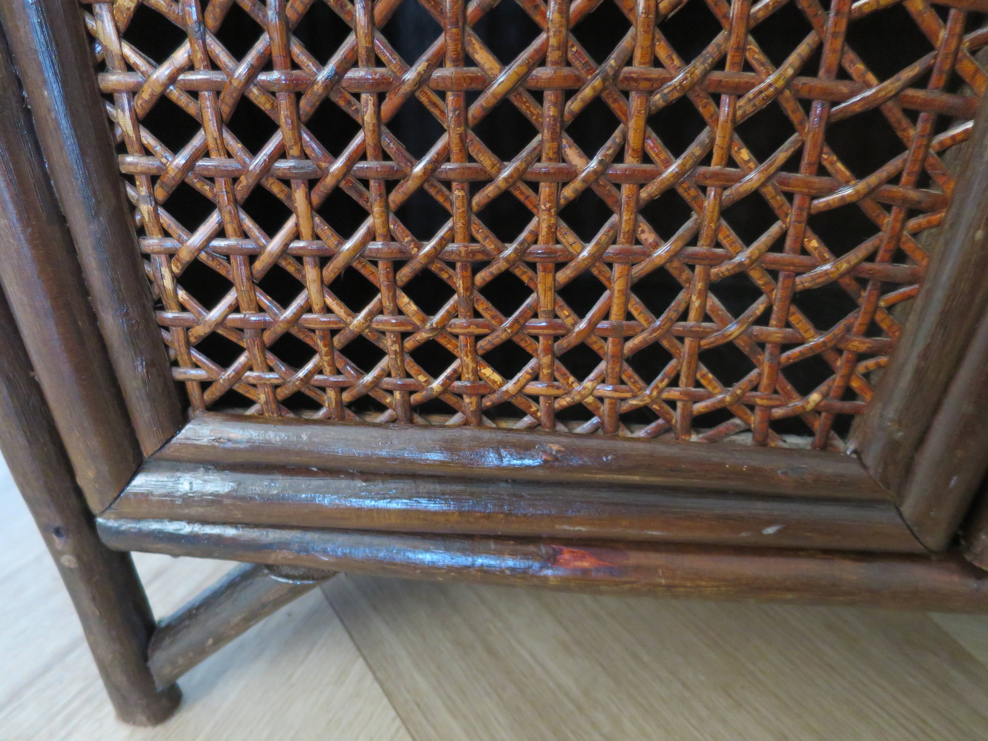 Retro-vintage-Low sideboard-library - cane-wood-rattan-1960s