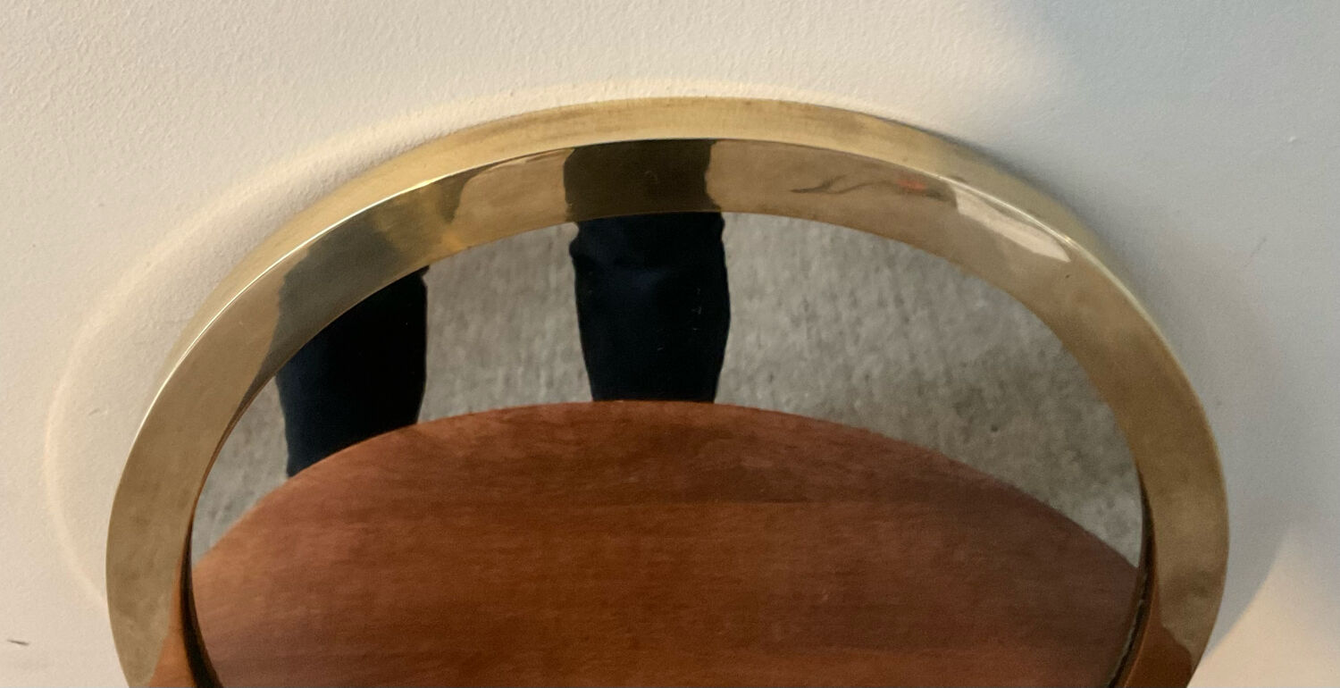 Vintage oval mirror in solid brass