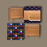 Chest of drawers feet compass raw wood 1950