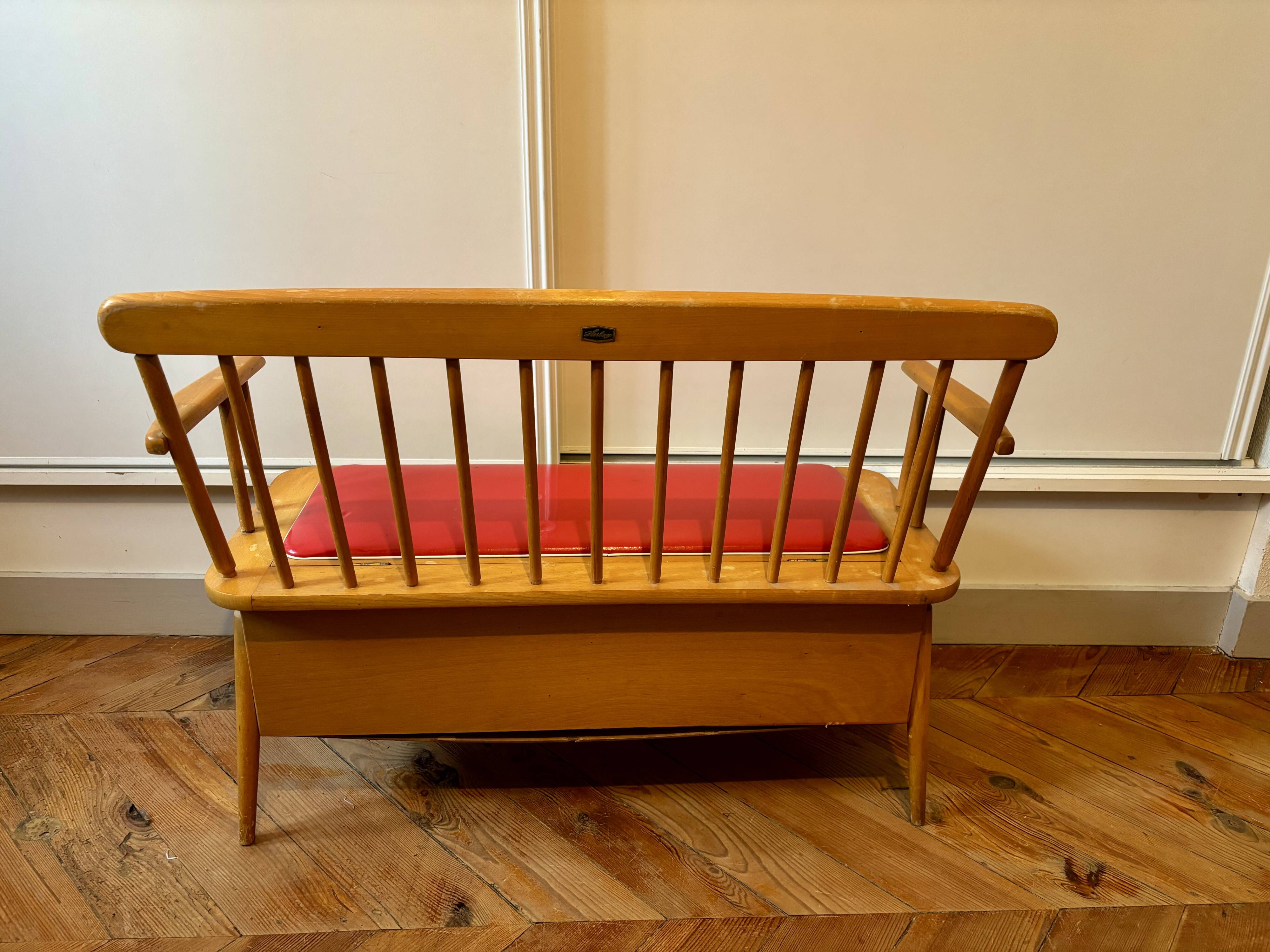 Banc coffre enfant bois 1950 vintage