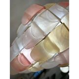Contemporary Sanded Pink and Amber “Petals” Murano Glass Chandelier Style