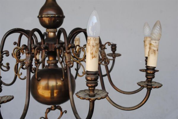 Lustre de style Hollandais en cuivre 10 feux