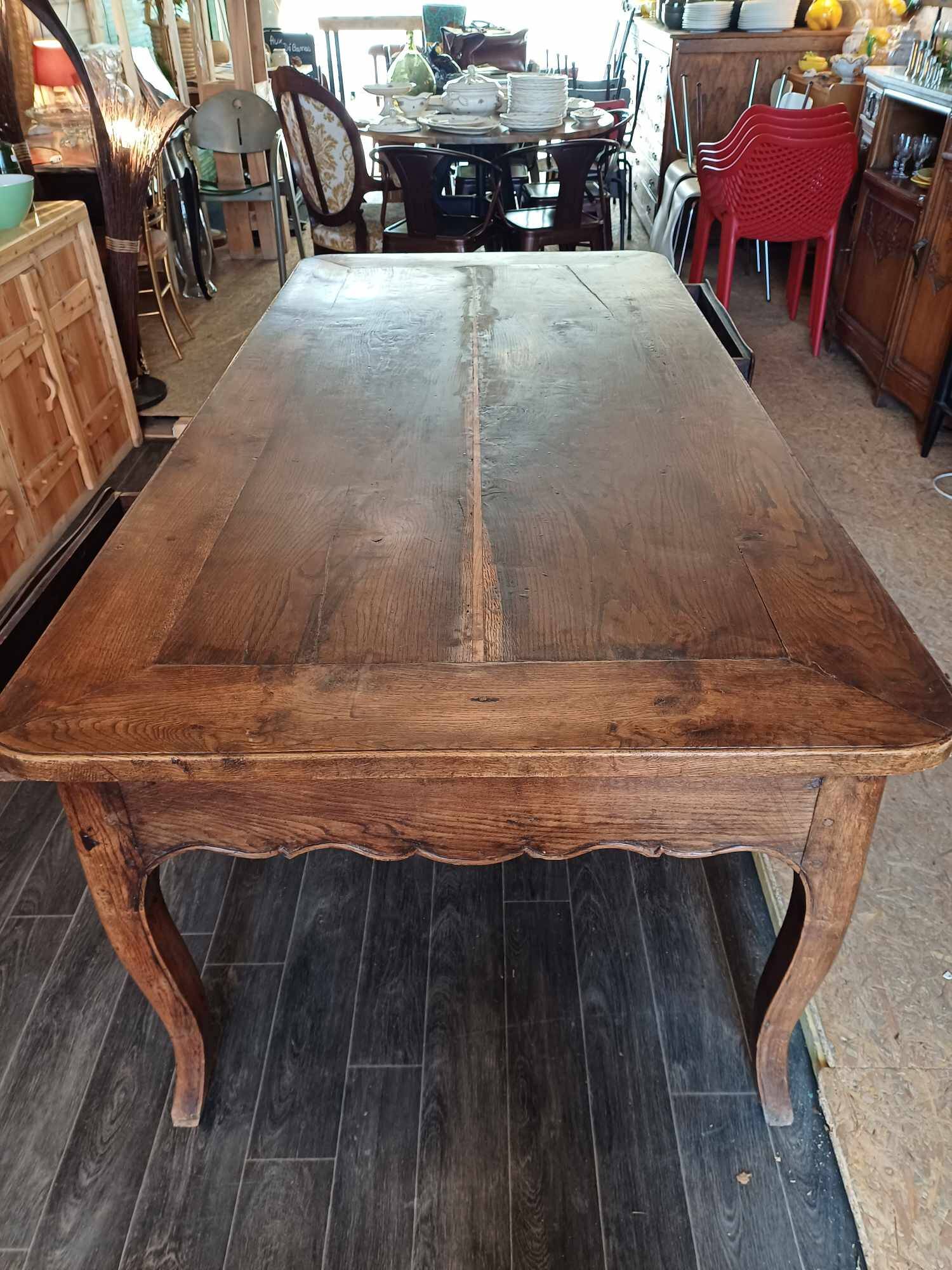 19th century farm table with 2 drawers 208 long 100 wide 75 high
