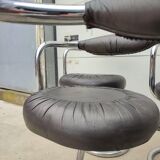 Set of 6 leather Cobra chairs by Giotto Stoppino, 1975