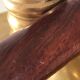 Pair of Scandinavian brass and teak candle holders