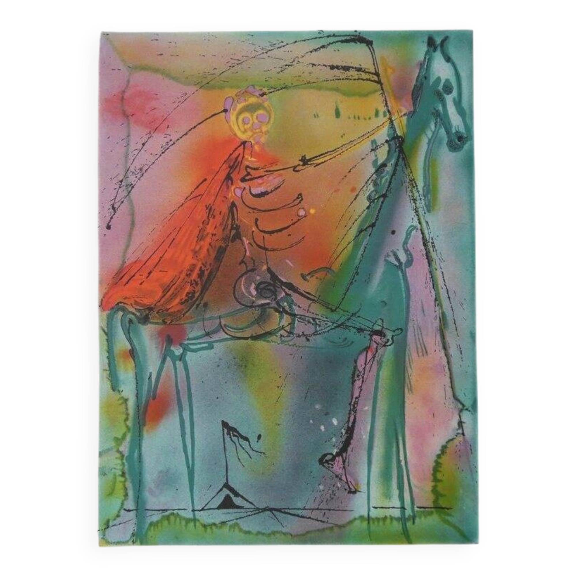 Salvador Dali: Horses, The Horse of Death - Signed lithograph