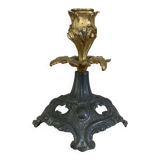 Louis XV candlestick in solid bronze openwork pewter base early twentieth century
