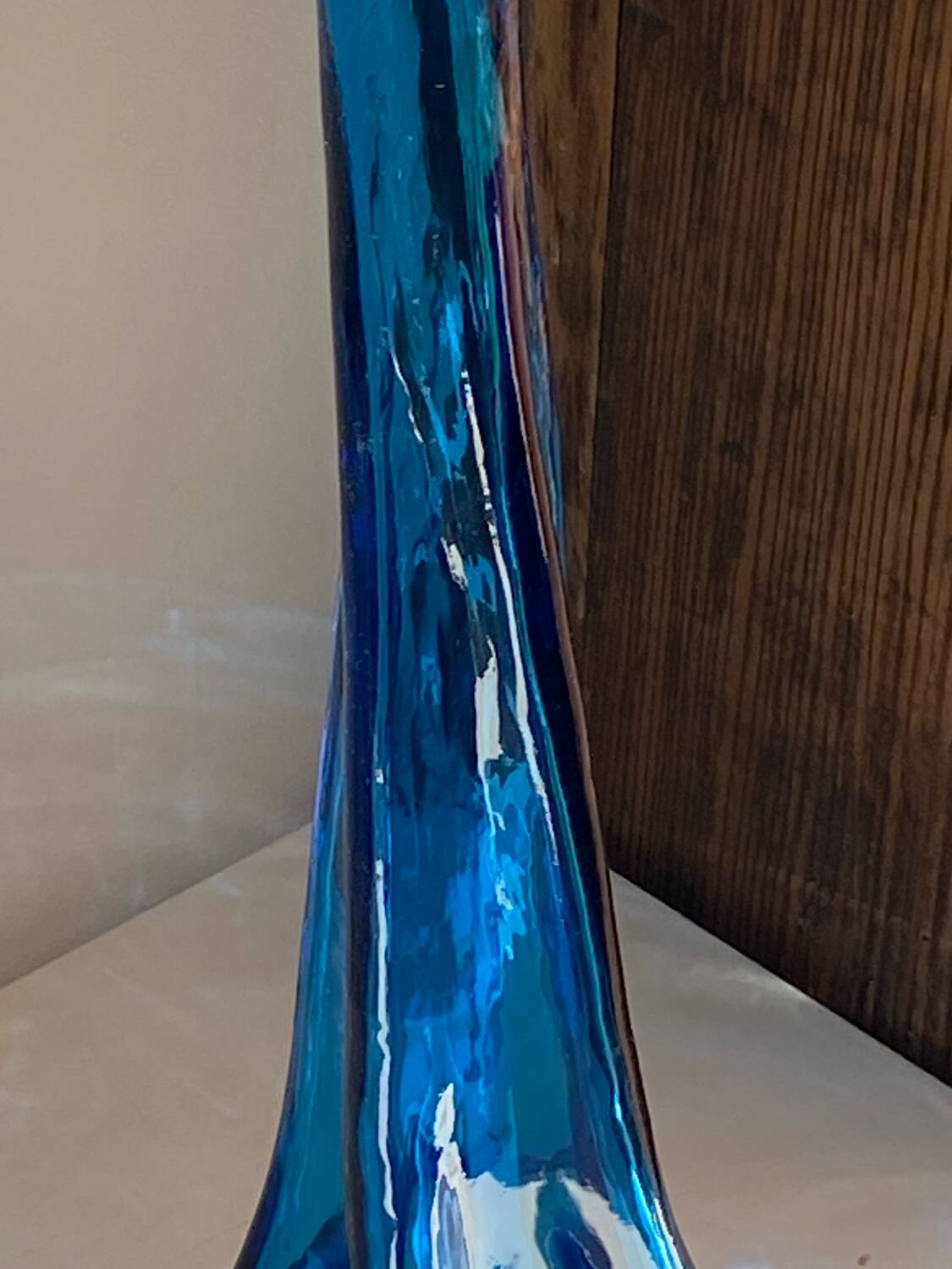 Blue glass vase, 1960s, Gunther Lambert