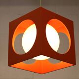 Orange Poker Dice Pendant Lamp - 1970s Space Age Lighting