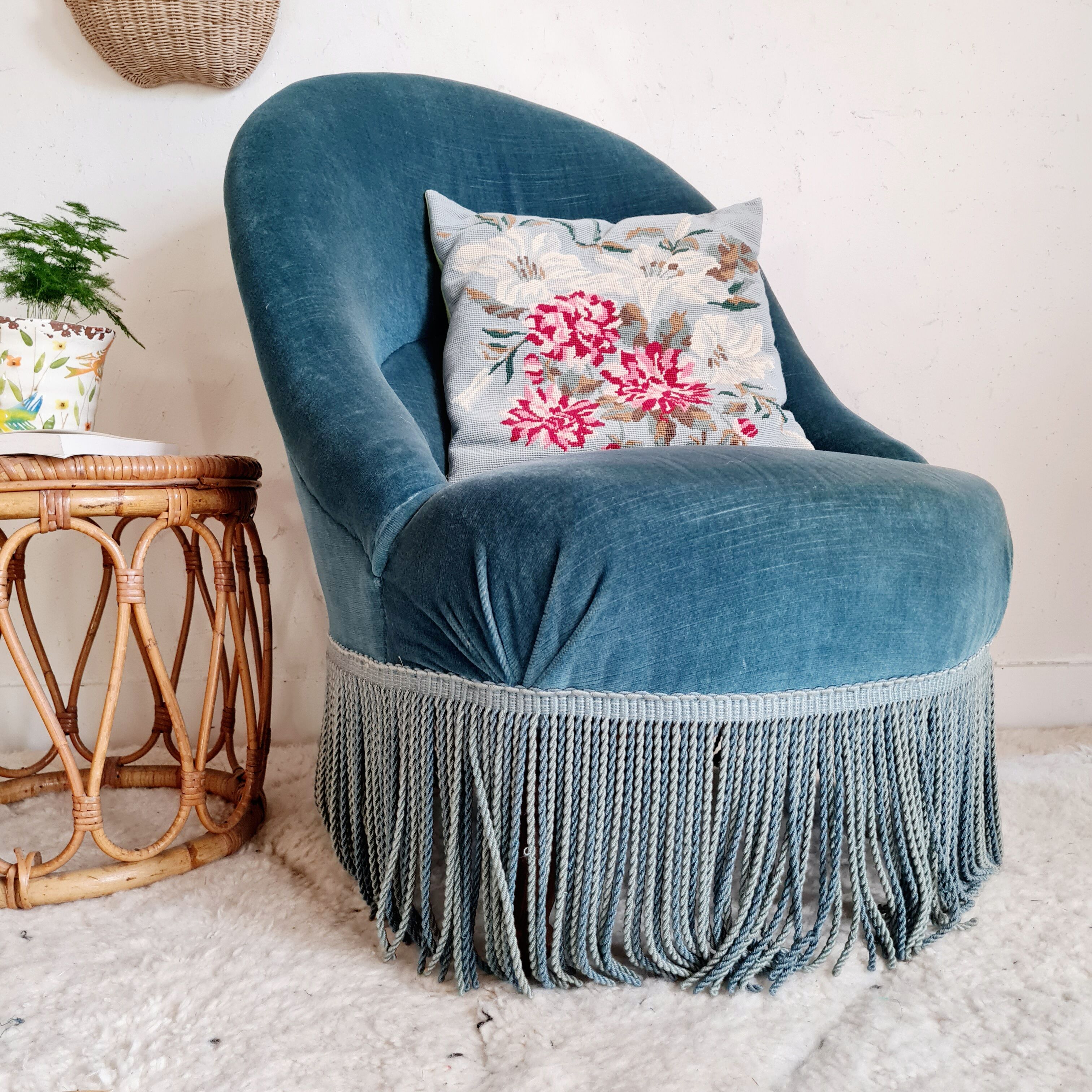 Coussin vintage fleuri