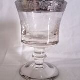 Set of 5 engraved Murano wine (or water) glasses, silver rim