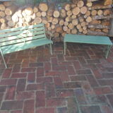 Set of 2 garden benches, for children in cast iron and wood