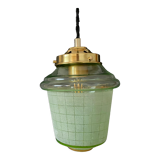Vintage art deco globe pendant lamp in green granite green and gold