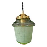 Vintage art deco globe pendant lamp in green granite green and gold