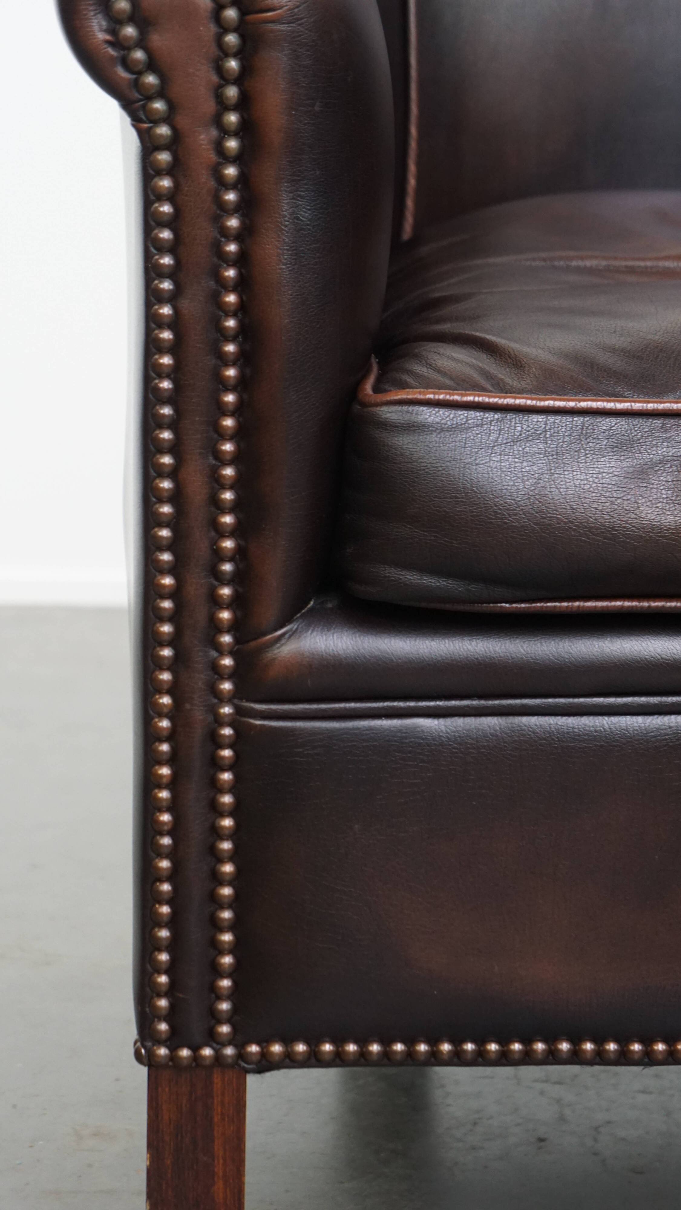 Cowhide Leather Club Armchair in English Style