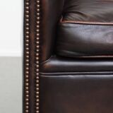 Cowhide Leather Club Armchair in English Style