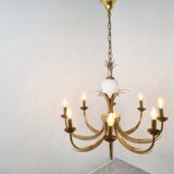 Lustre en laiton et ananas chromé, années 1970
