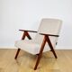 Vintage armchair B-310 VAR beige boucle dark structural wood 1970s - 2 pieces available