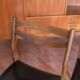 Set of 4 wooden and black faux leather chairs, Scandinavian style, wooden chair