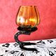 Candle holder photophore iron and amber glass vintage