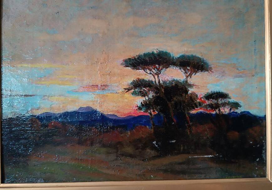 peinture à l'huile ancienne sur toile Ettore Cumbo Borgia fin 19ème siècle