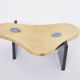 Etched Brass coffee table with Agathe Stones in the style of Lova Creation