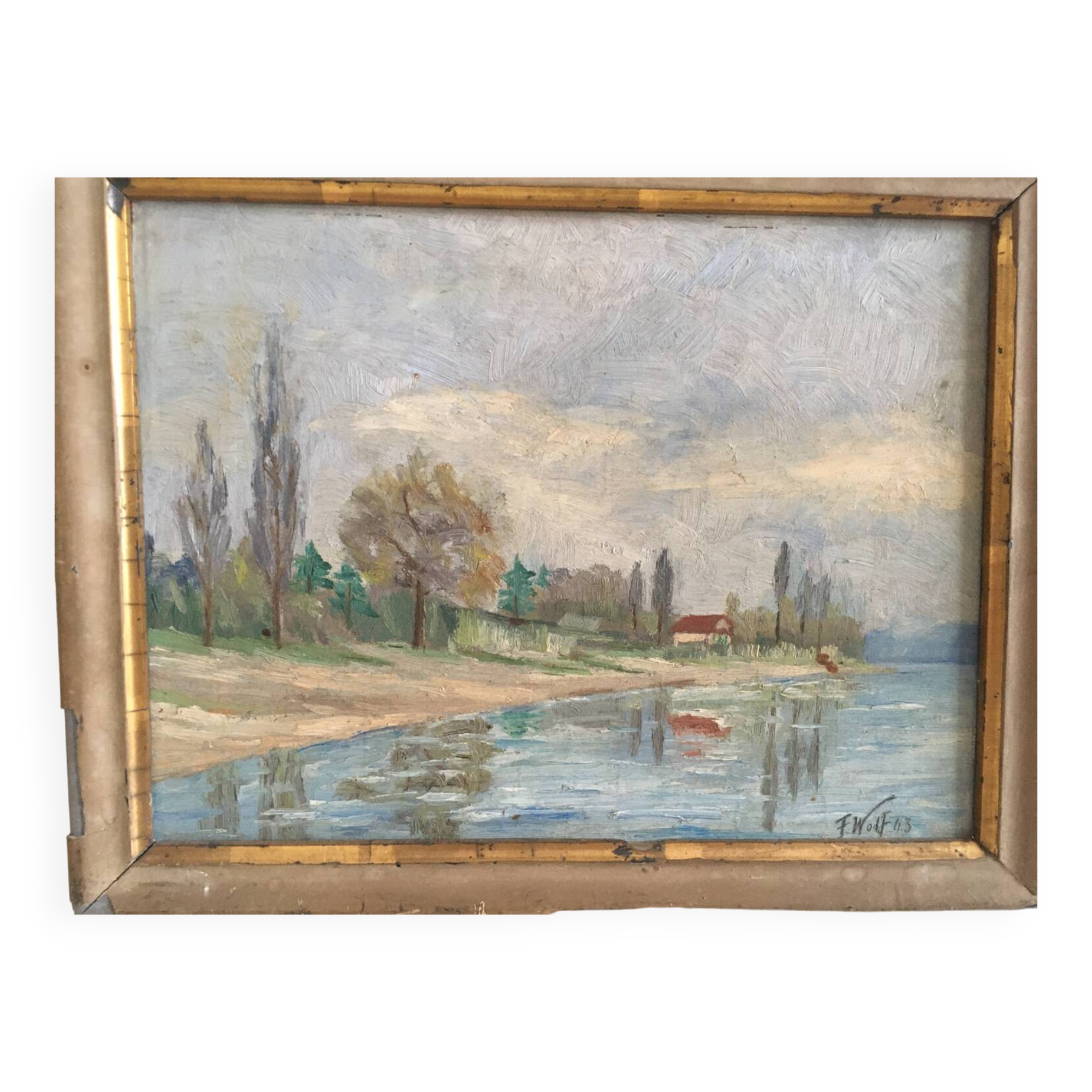 Old painting Riverside.