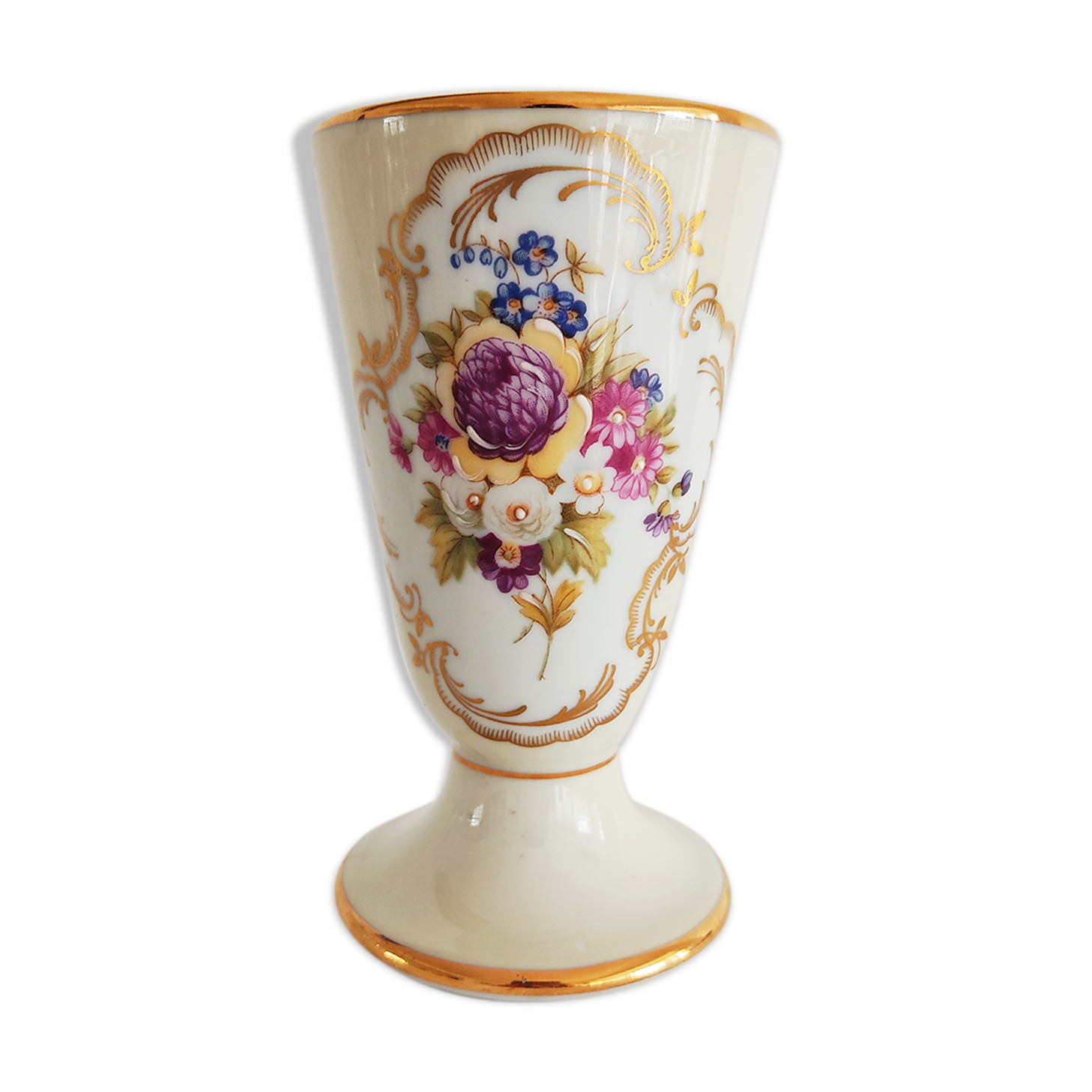Limoges porcelain cone vase