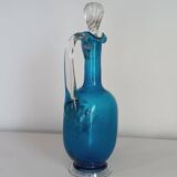 Botella o licorera francesa de cristal azul