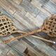 Duo of vintage rattan carpet beaters from the 70s