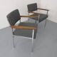 Vintage Square Tubular Rosewood and Steel Armchairs, Germany, 1960s, Set of 2