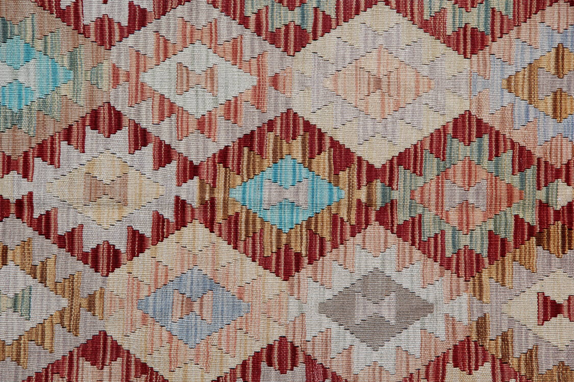 Handmade Kilim Rug, Wool Geometric Flatweave Carpet 297x193cm