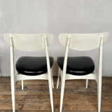 Series of 4 white and black Scandinavian chairs Ingrid from Stella 1960.