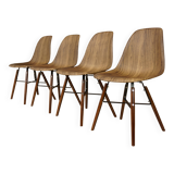 Set of 4 chairs in ABS, wood and metal