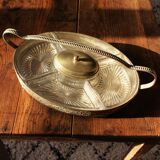 Aperitif tray golden metal brass glass compartments