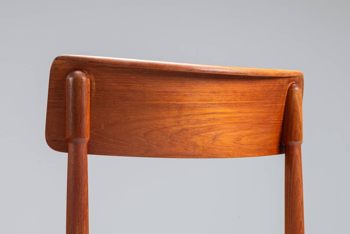 Set of four Danish dining chairs in teak and paper cord, Denmark, 1960