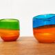 Set of 2 vintage German coloured glass bowls by Eisch.