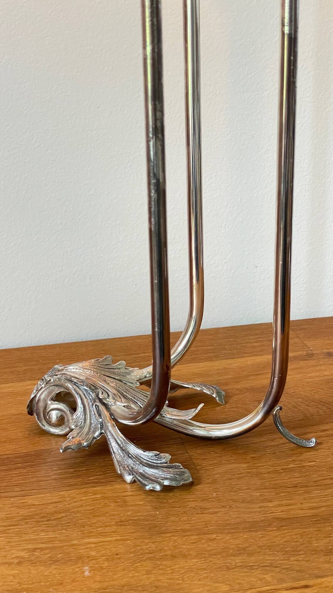 CANDLE HOLDER 3 Lights METAL Patinated Chrome