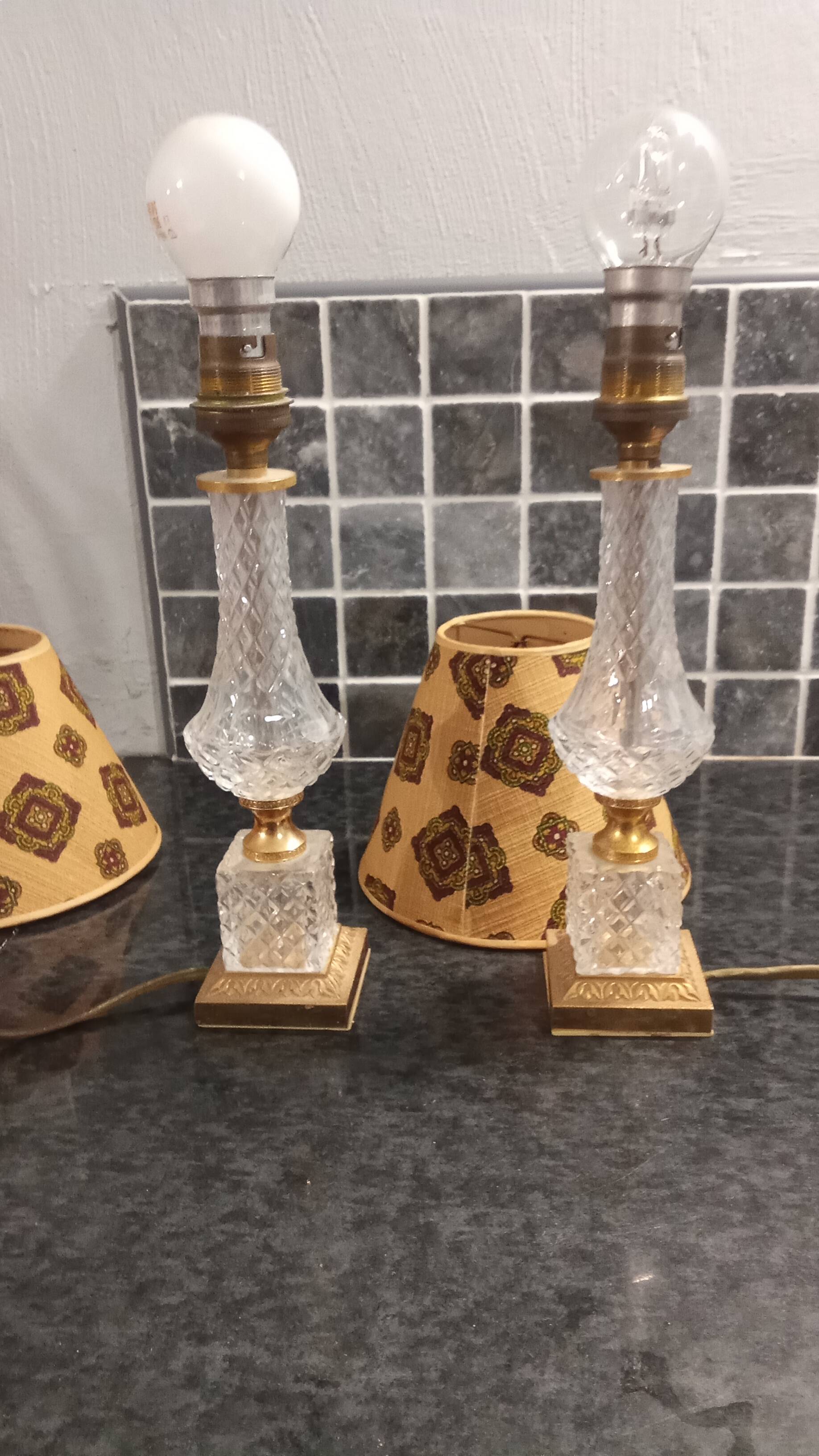 Pair of vintage glass bedside lamps from the 50s