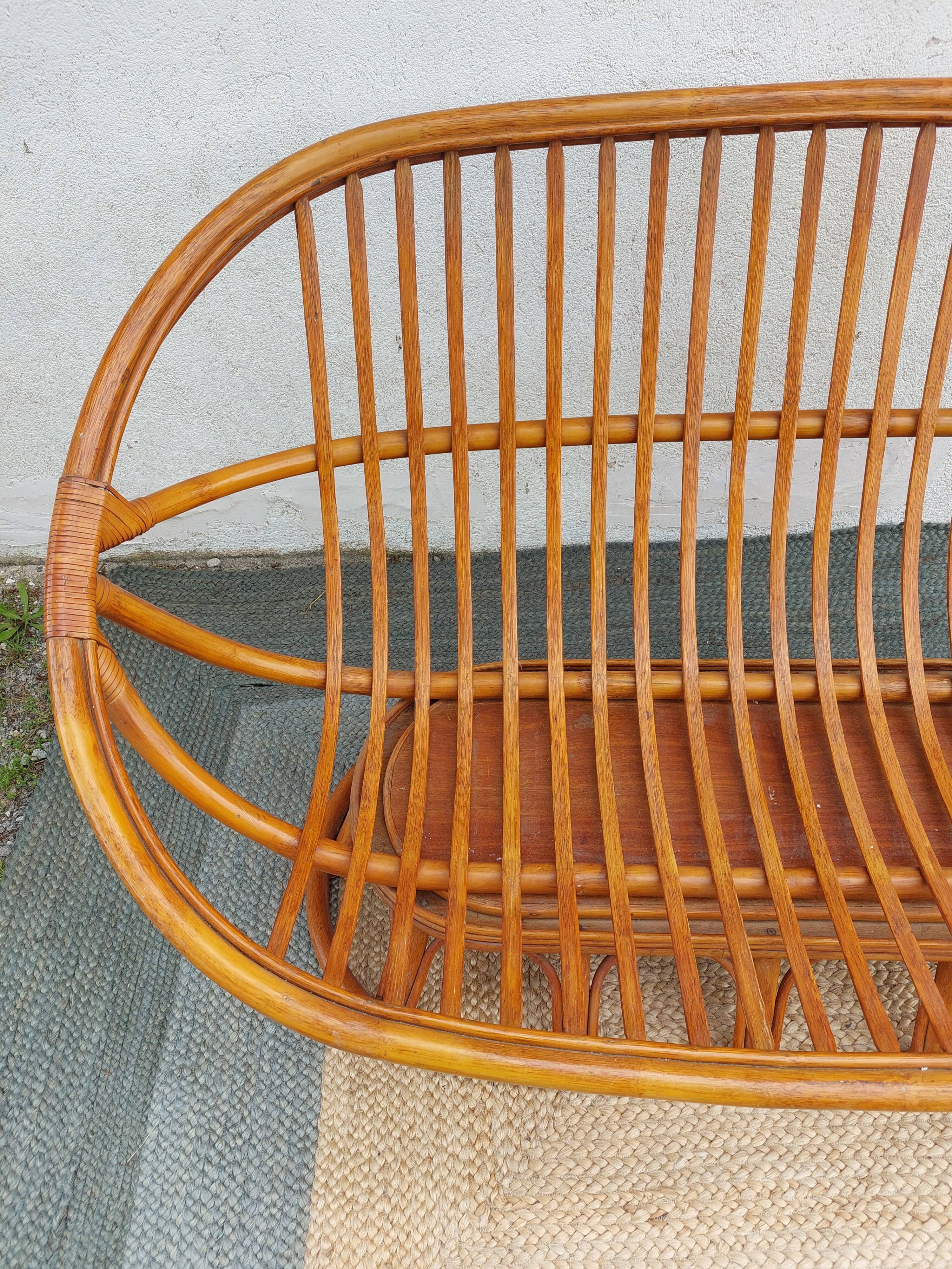 bamboo wood, rattan, vintage sofa