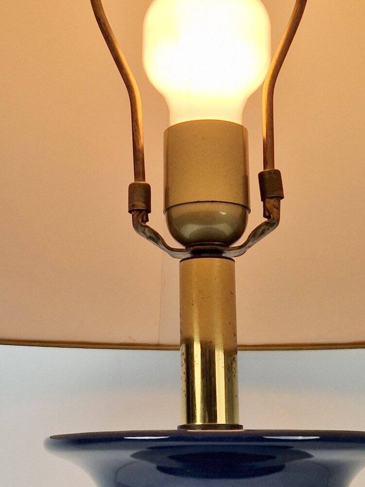 Vintage Jar Table Lamp in Ceramic and Brass, 1970