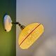 Vintage wall lamp with yellow clichy glass shade and red trim
