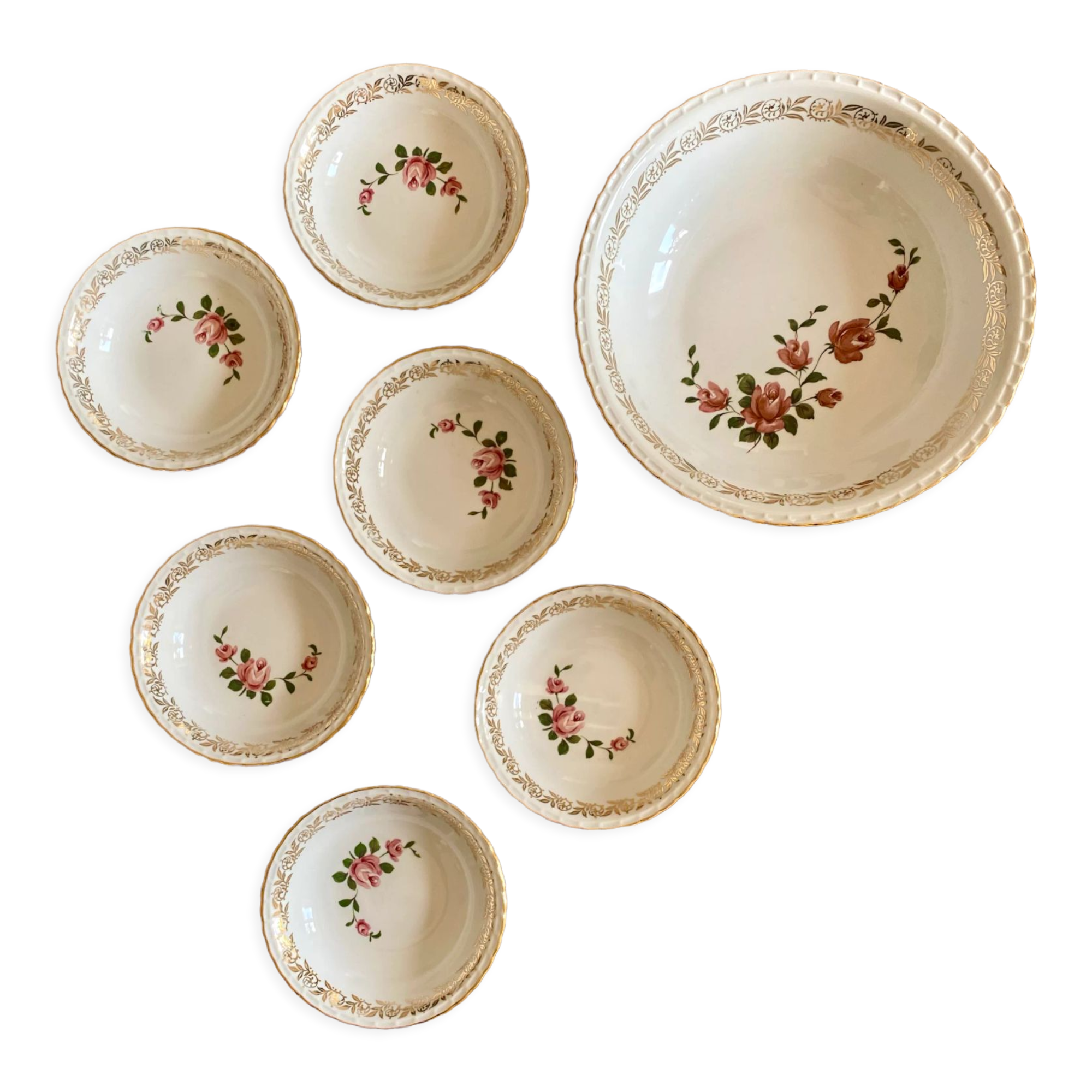Dessert service or fruit salad in French porcelain