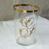 Glass emailgold glass cup monogram letter "g" end 19 eme