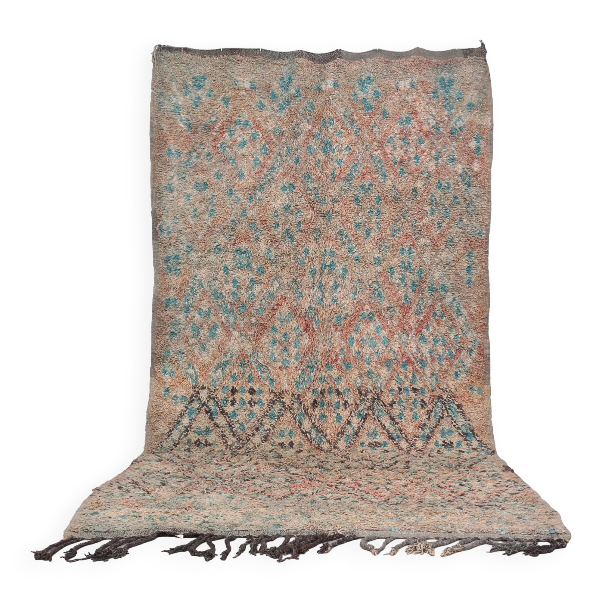 Tapis en laine marocain vintage 173 x 339 cm - Tapis fait main berbère style bohème