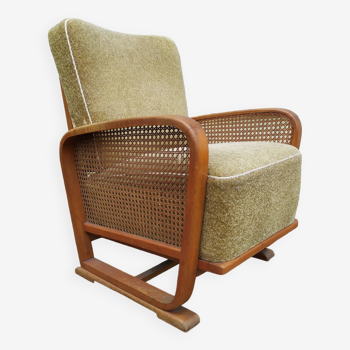 Fauteuil cocktail Cannage et tissu