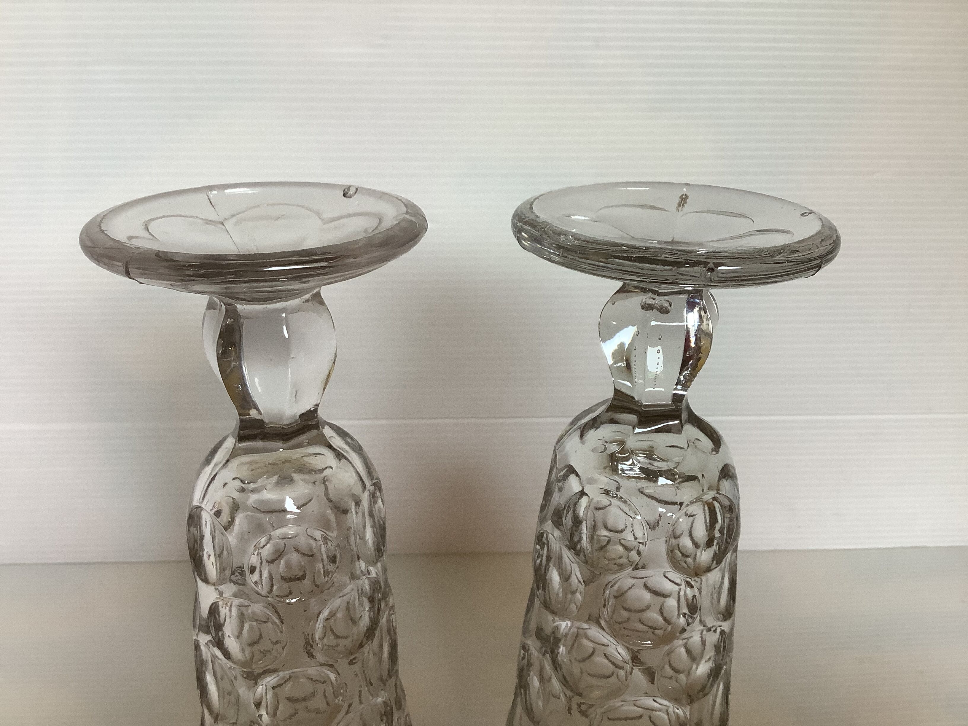 Pair of old glasses with absinthe molded glass