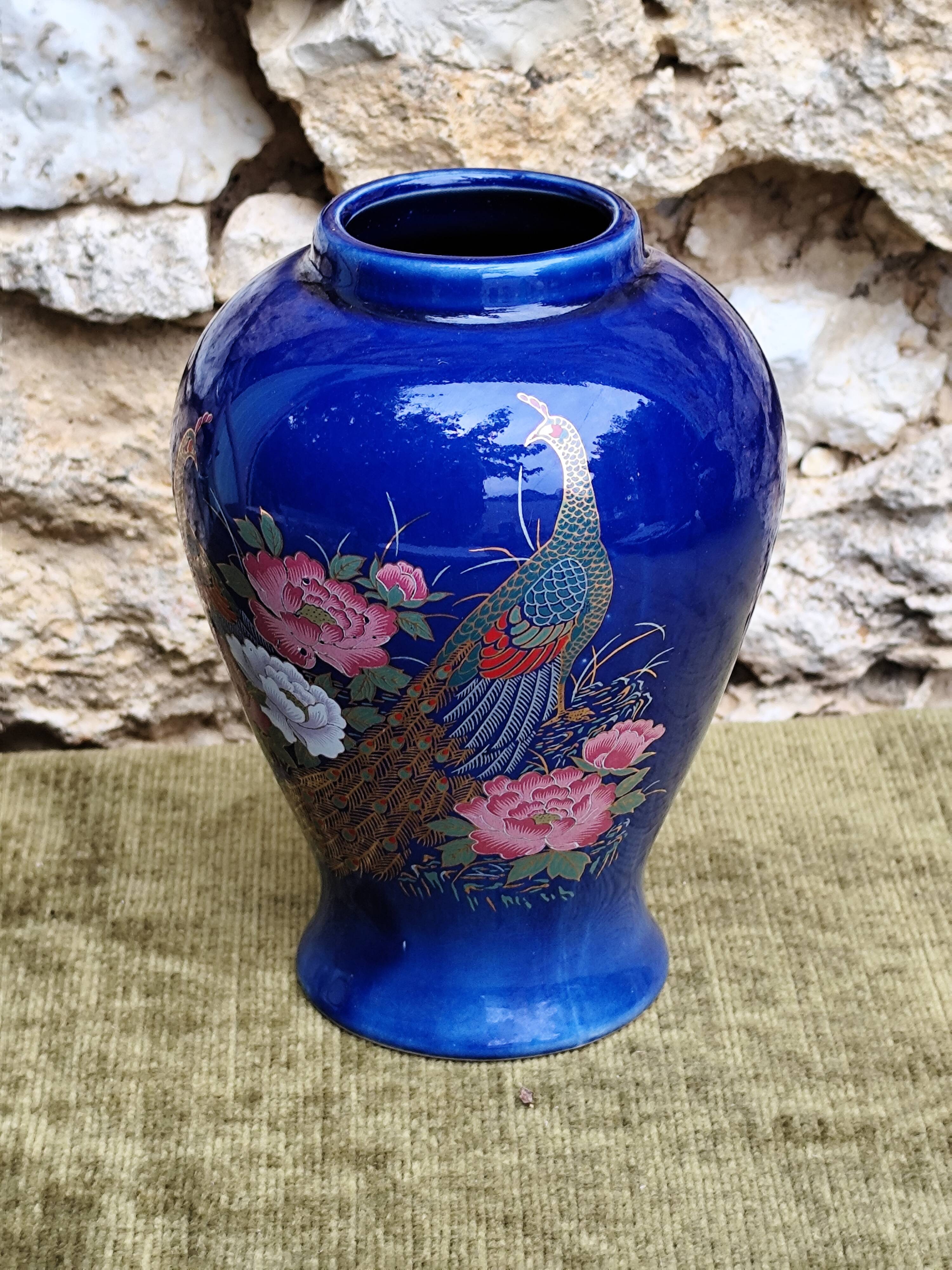Peacock ceramic vase